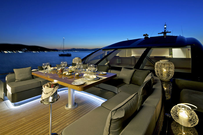 foredeck dining at night